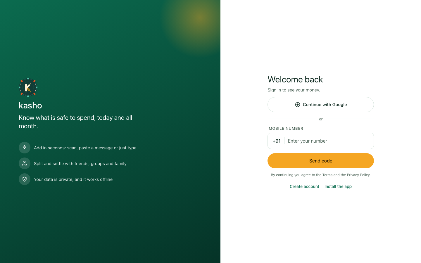 Kasho privacy settings